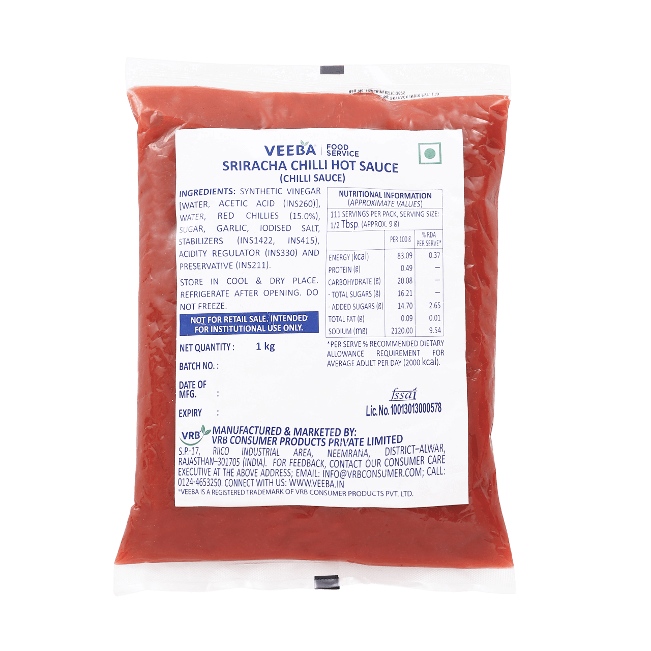 Veeba - Sriracha Chilli Hot Sauce